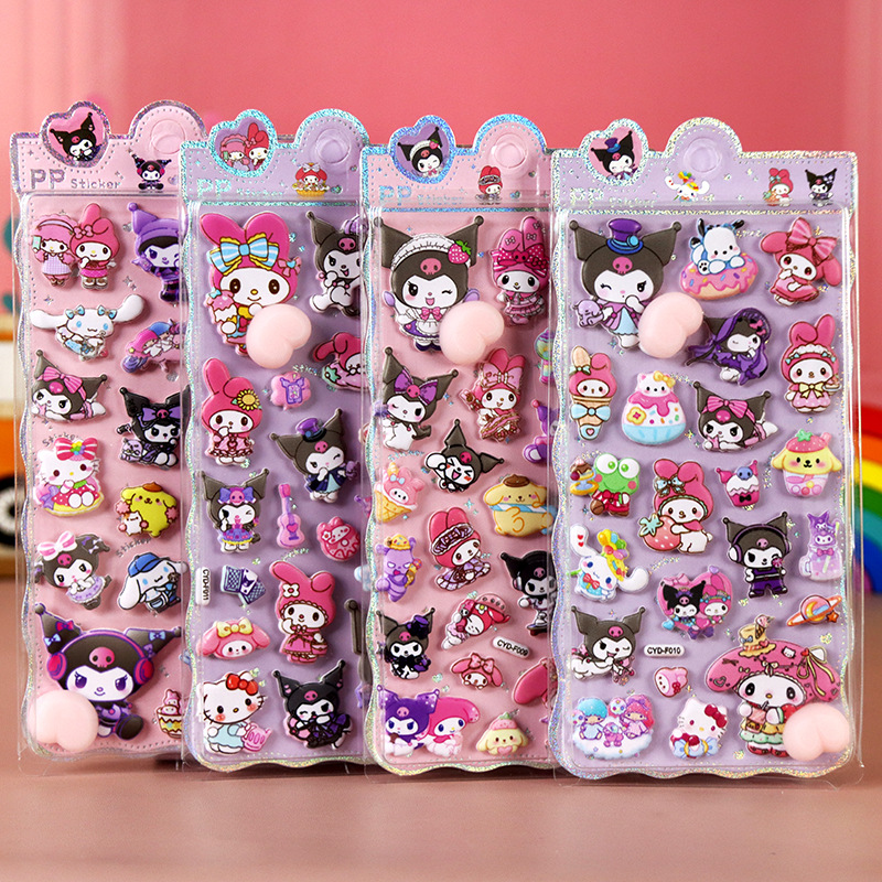 新作 サンリオ お尻シール 手帳用貼り付け 立体 泡ステッカー 子供 DIY用 貼り付け 手芸用品 贈り物　ぶくぶく