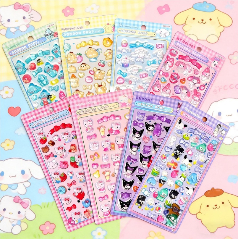 サンリオ 系 ハローキティ風 3D立体クリスタルシール｜アクリル×滴胶（エポキシ）｜スマホケースDIY デコレーションステッカー