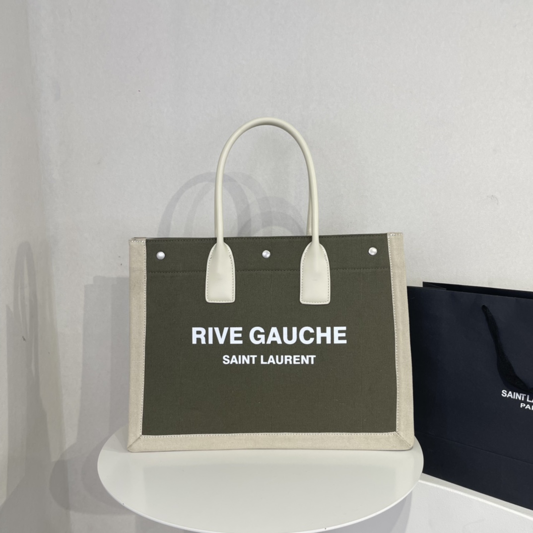 サンローラン Saint Laurent メンズ トートバッグ キャンバストート バッグ Rive Gauche Canvas Tote Bag Beige