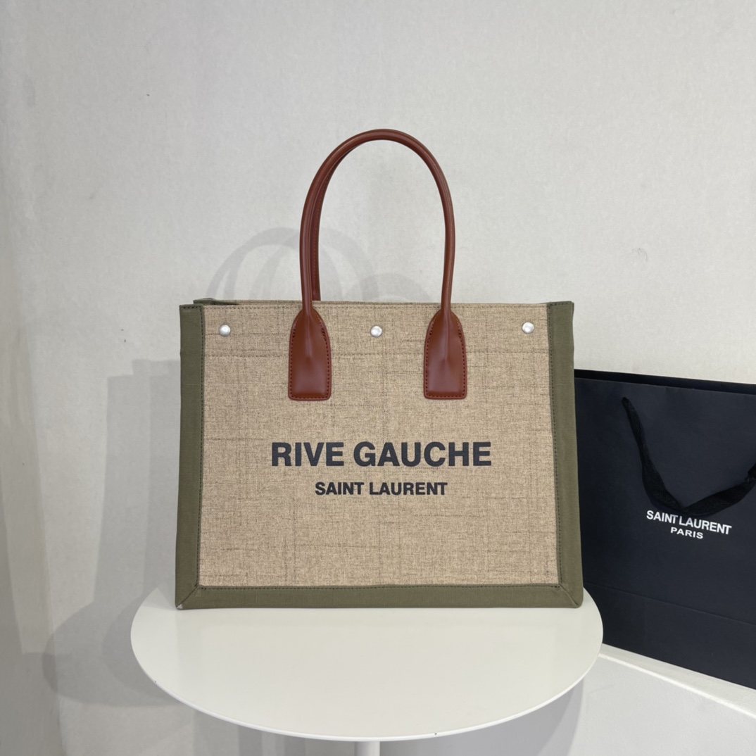 サンローラン Saint Laurent メンズ トートバッグ キャンバストート バッグ Rive Gauche Canvas Tote Bag Beige