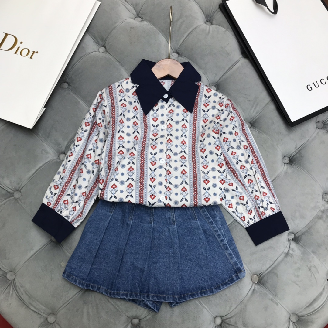 Dior 【ディオール】子供服　セットアップ　シャツ＋スカート　ガール　90-140㎝