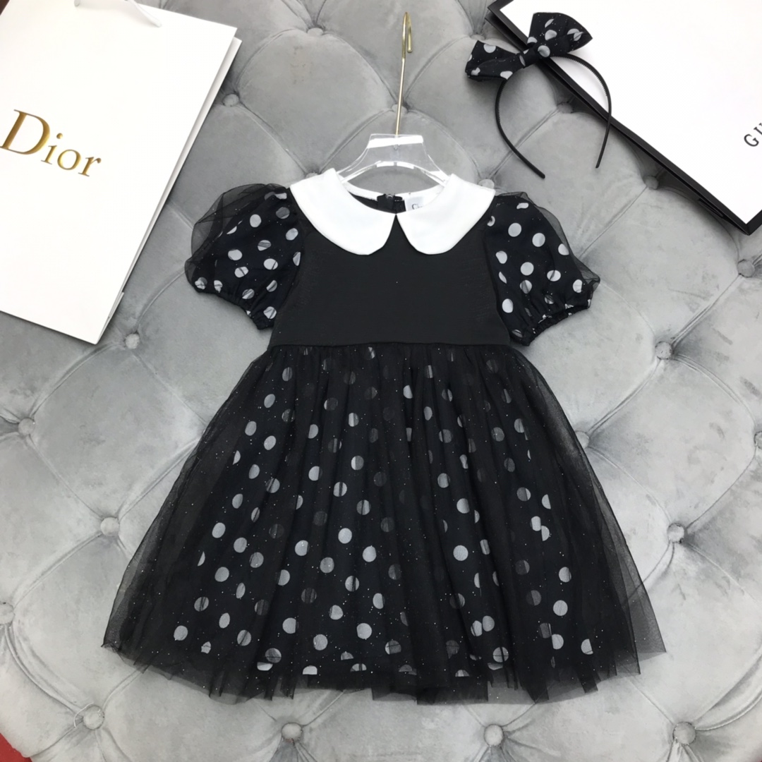 Dior 【ディオール】子供服　  ワンピース　ドット　ブラック　100-140cm