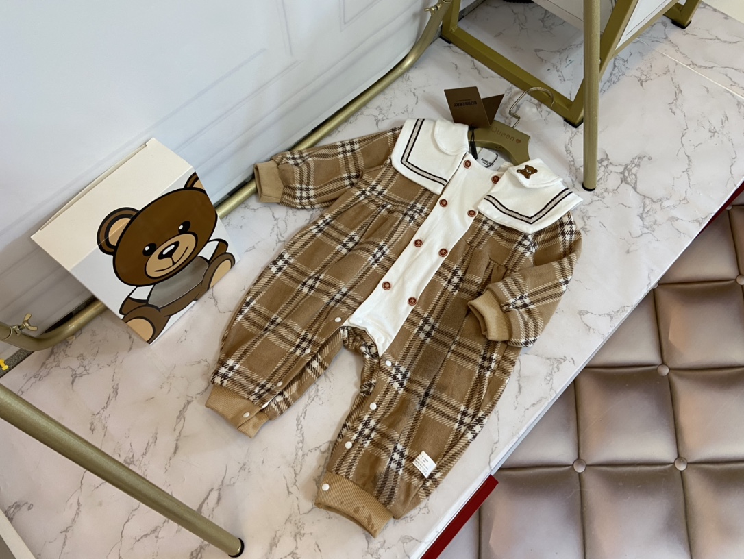 BURBERRY【バーバリー】　 ベビー服　オーバーオールス　 100%綿　格子柄　長袖　 66-73-80-90cm