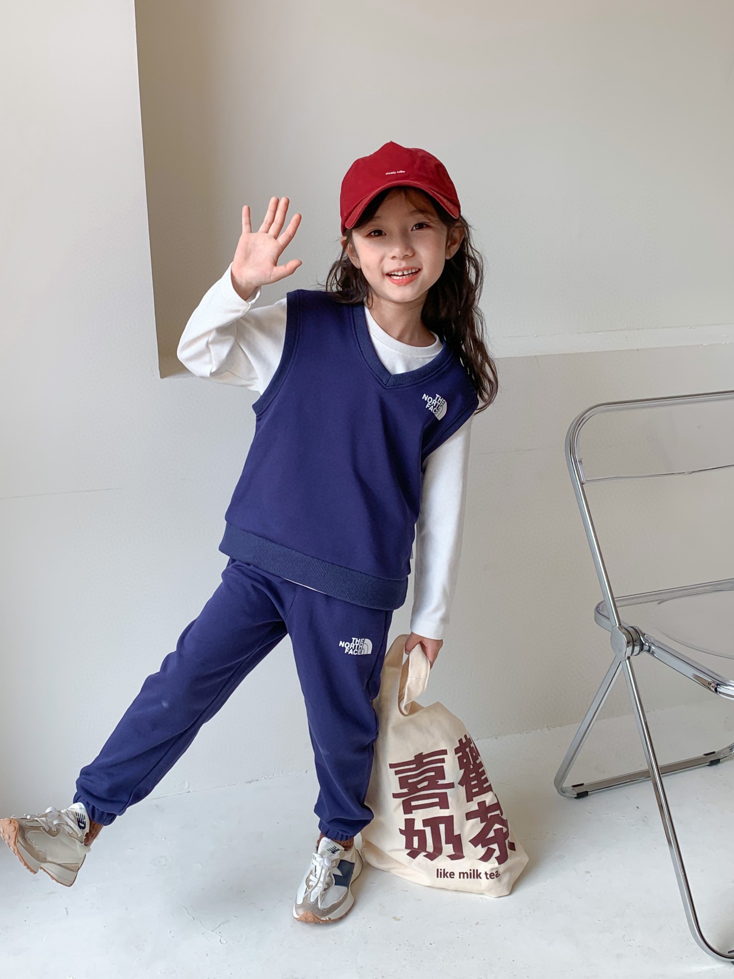 ノースフェイス（THE NORTH FACE） セットアップ　子供服　春秋　ベスト+シャツ+パンツ　スリーピースセット　110-160cm