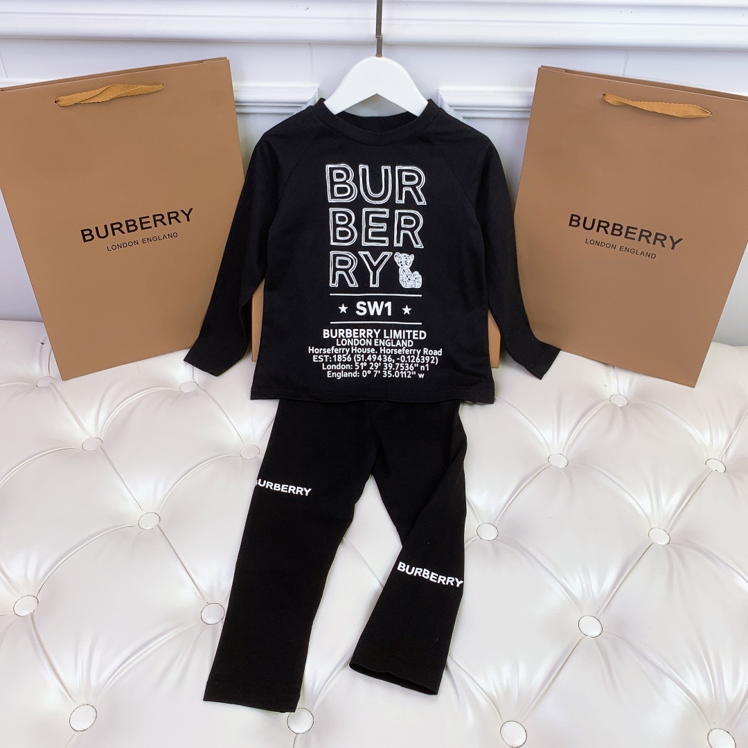 BURBERRY　バーバリー 　キッズ服　子供服　セットアップ　長袖Ｔシャツ＋パンツ　100％綿　100-170cm