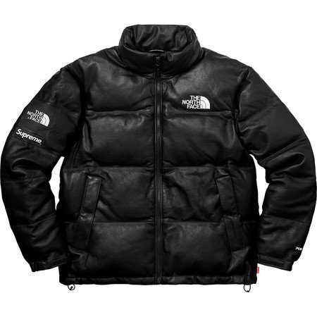 Supreme シュプリーム 2017-18年秋冬 The North Face Leather Nuptse Jacket ノースフェイス ブラック ロゴ イエロー レッド
